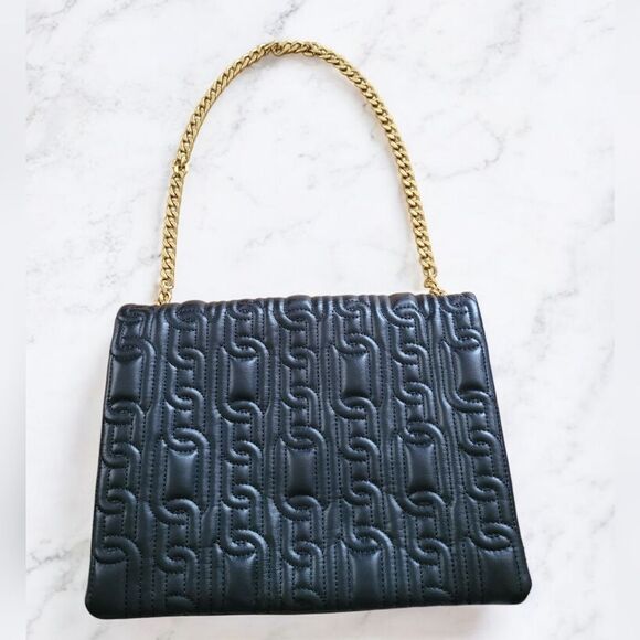 Zara Handbags - Zara Black Quilted Patterned Vegan Leather Gold Chain Large Shoulder Bag